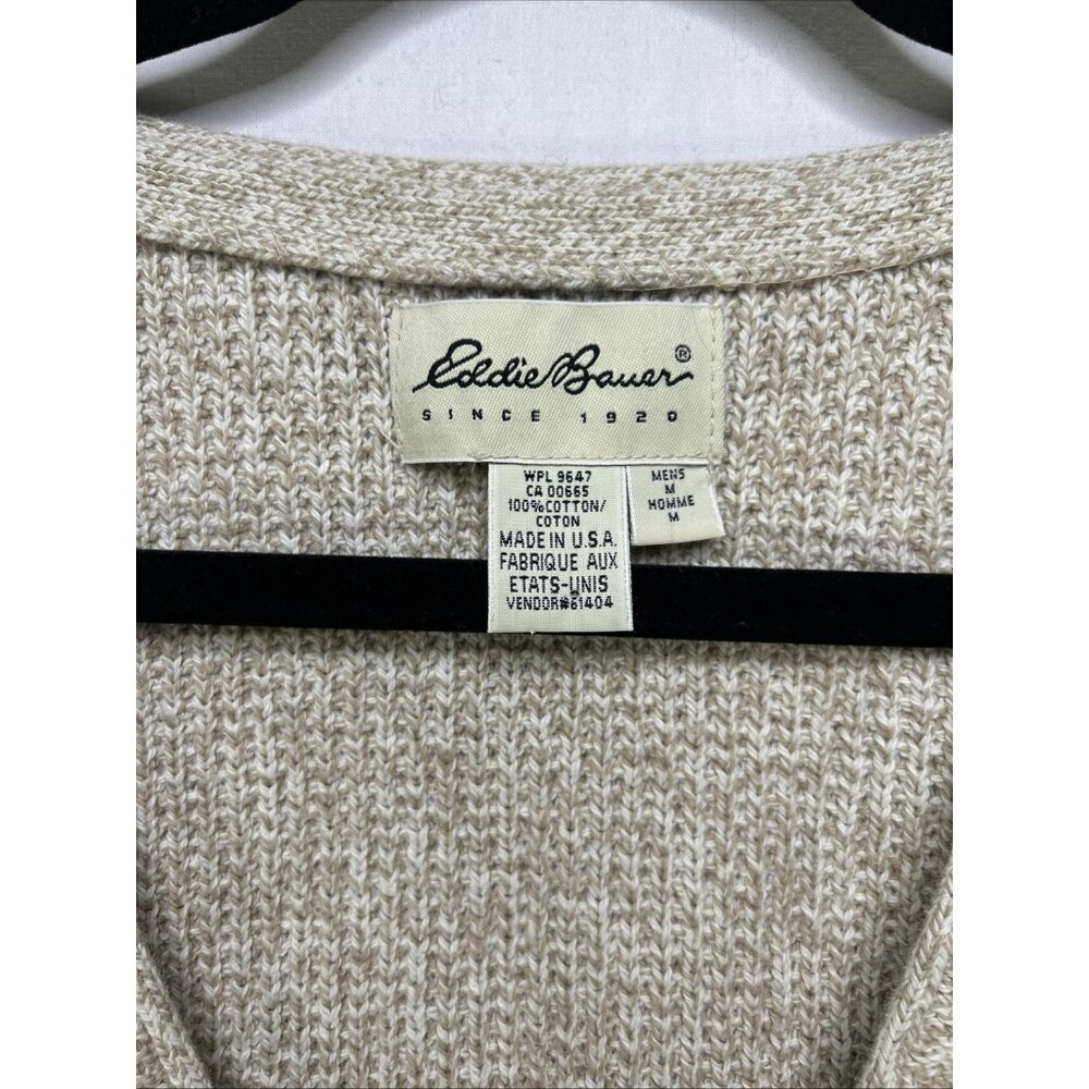 Vintage Eddie Bauer Sweater Vest Mens M Cardigan V Neck Chunky Knit Made in USA - Picture 2 of 7